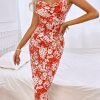 Robe Rouge Fleurs Blanches 3